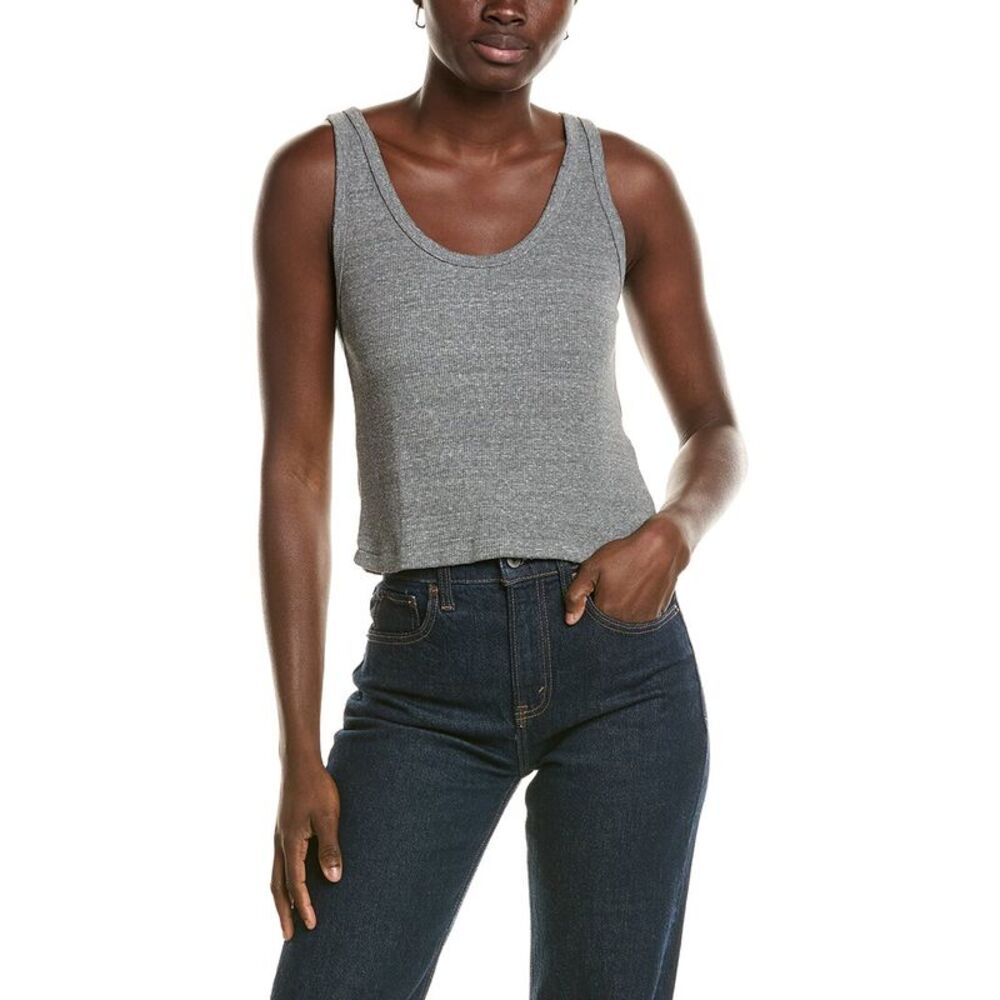 Amo Denim Womens Amo Crop Rib Tank, Grey